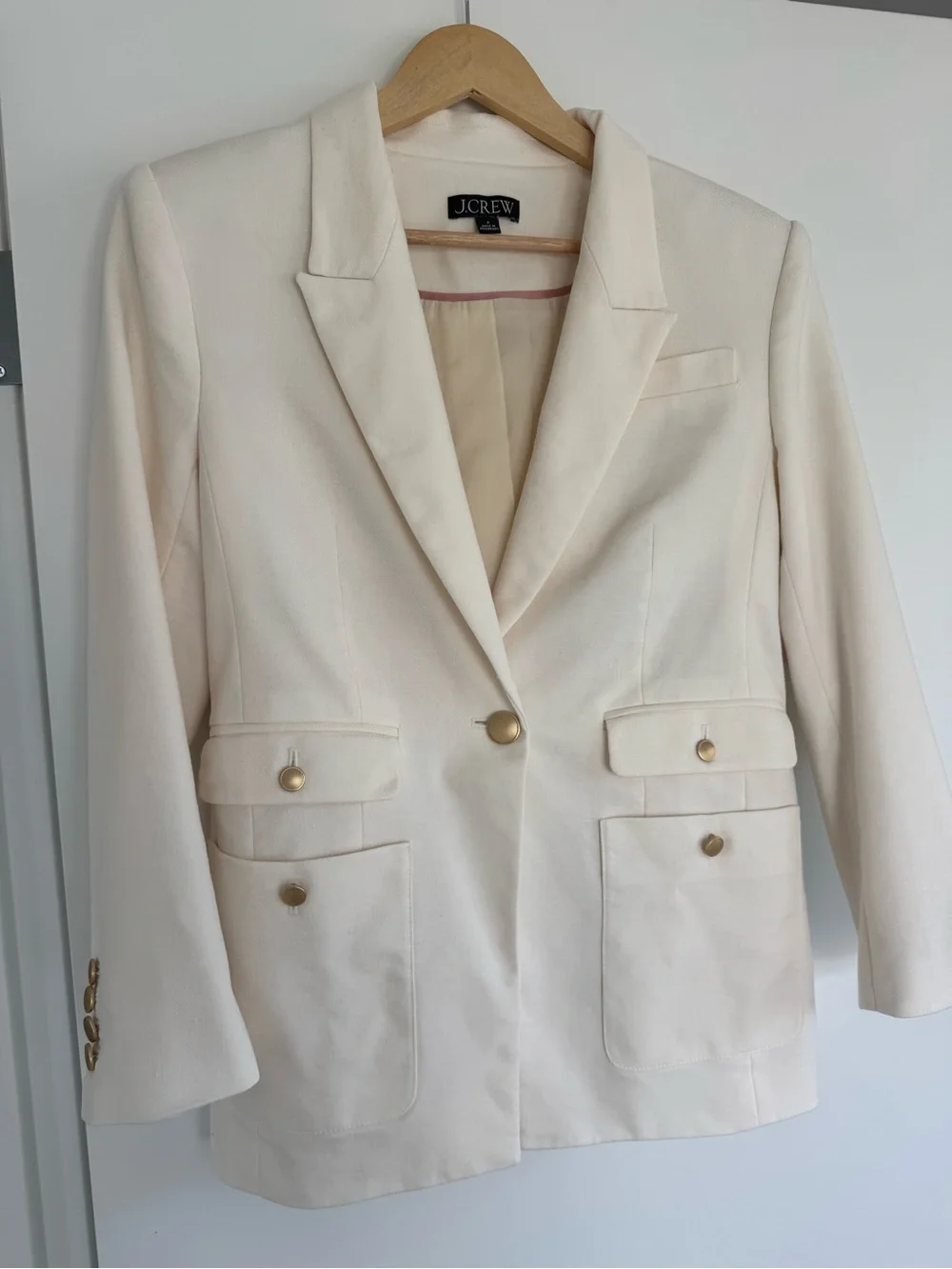 J Crew Linen Stretch Vivienne Cream White Blazer